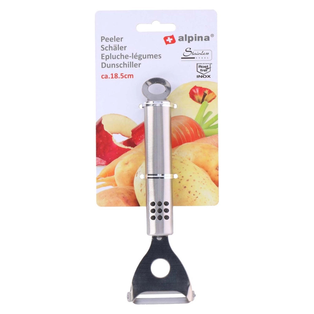 Pelapatate in Acciaio Inossidabile 18.5cm per Frutta Verdura Ultra Resistente Argento Alpina