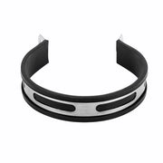 Freno di scarico universale per moto - Semi cerchio - Acciaio inox - 32 cm di lunghezza - Nero/Argento - Supporto di scarico