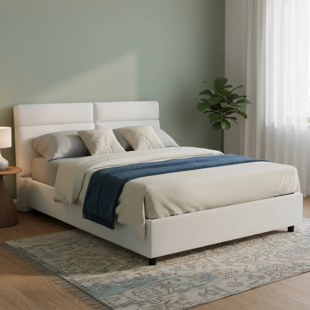 Letto Matrimoniale Alcatron, Letto Matrimoniale Sfoderabile Made in Italy, Bianco