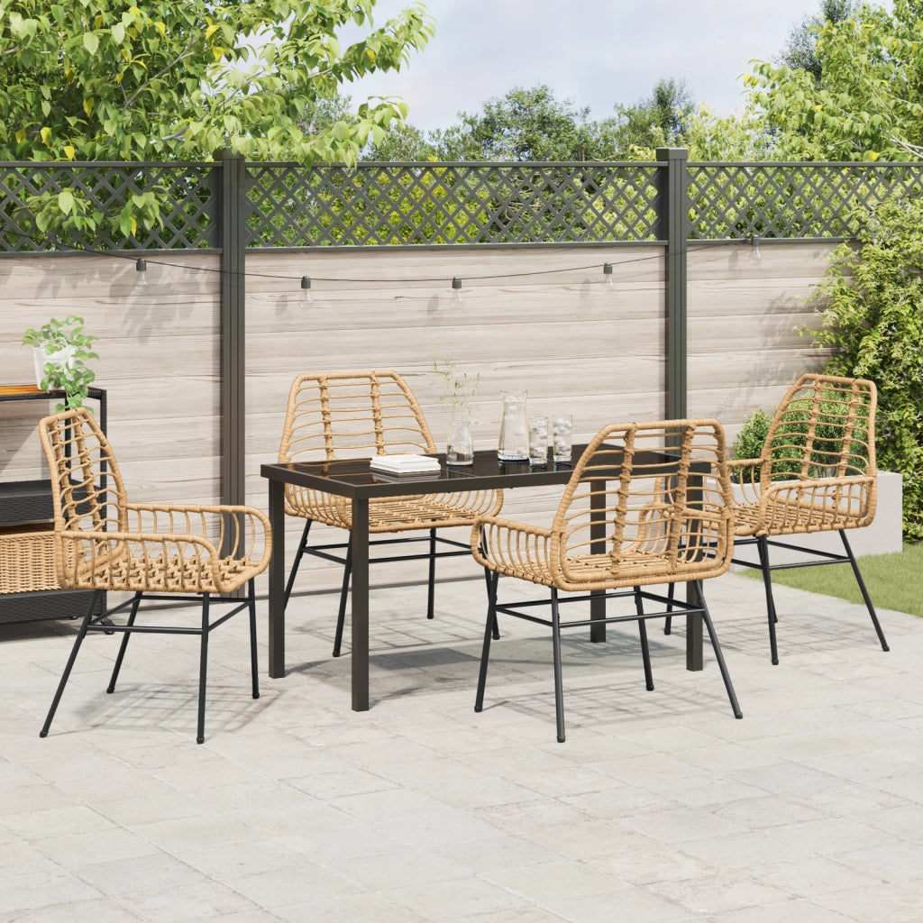 Set da Pranzo da Giardino 5 Pezzi Marrone Polyrattan