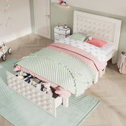 Letto bambino-Xylo-90x190 cm-design a blocchi, cassetti, contenitore, bianco, senza materasso