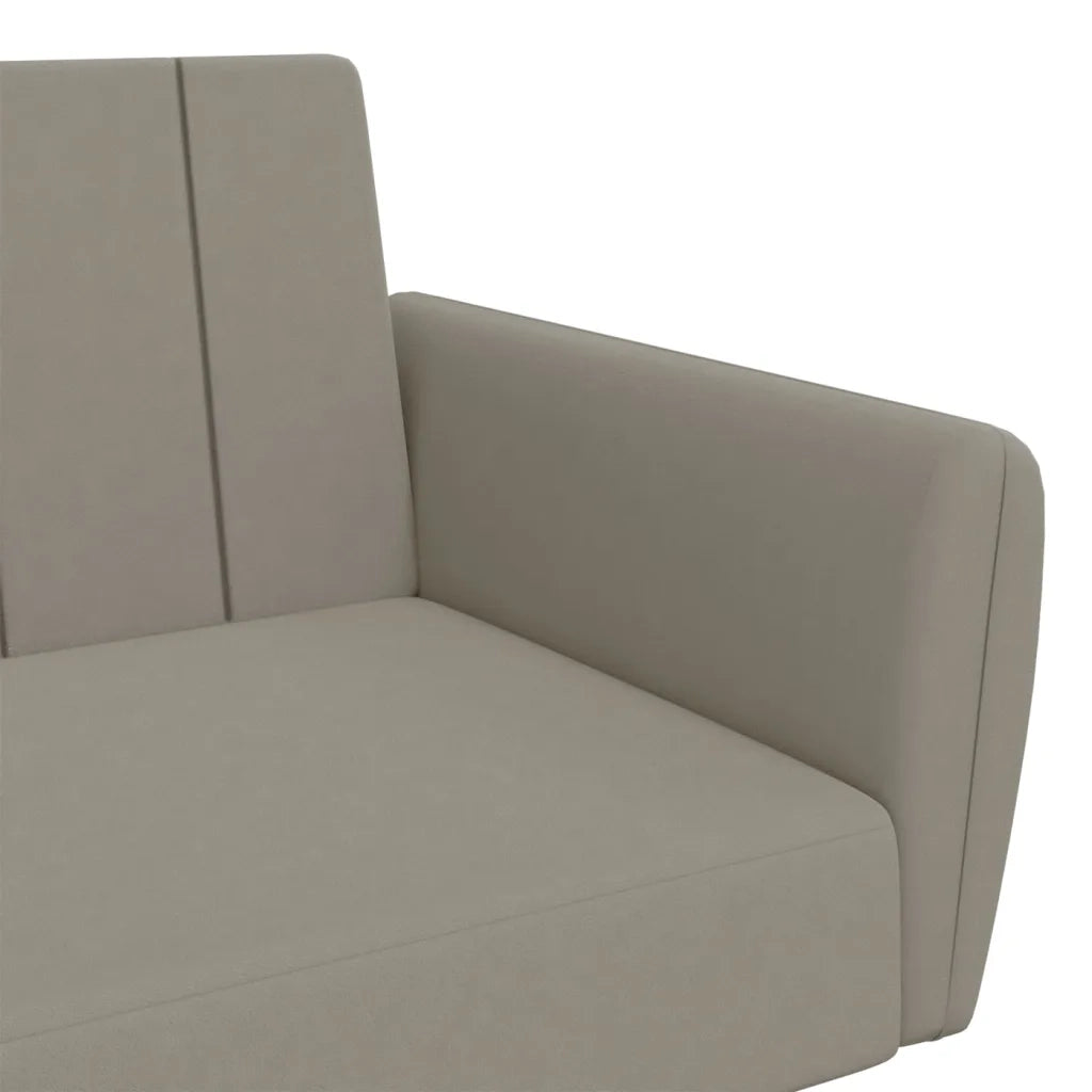 Divano Letto a 2 Posti Grigio Chiaro in Velluto 375858
