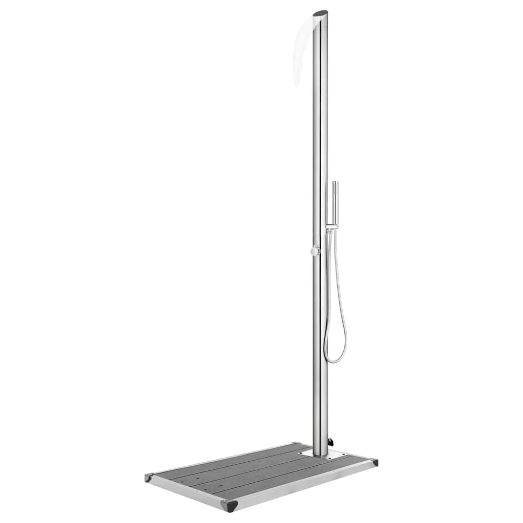 Doccia da giardino con base 225 cm acciaio inox grigio 02_0042048