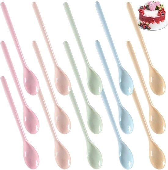 Set di cucchiai per uova in plastica in diverse colori - Pacchetto da 15 pezzi per dessert e tè