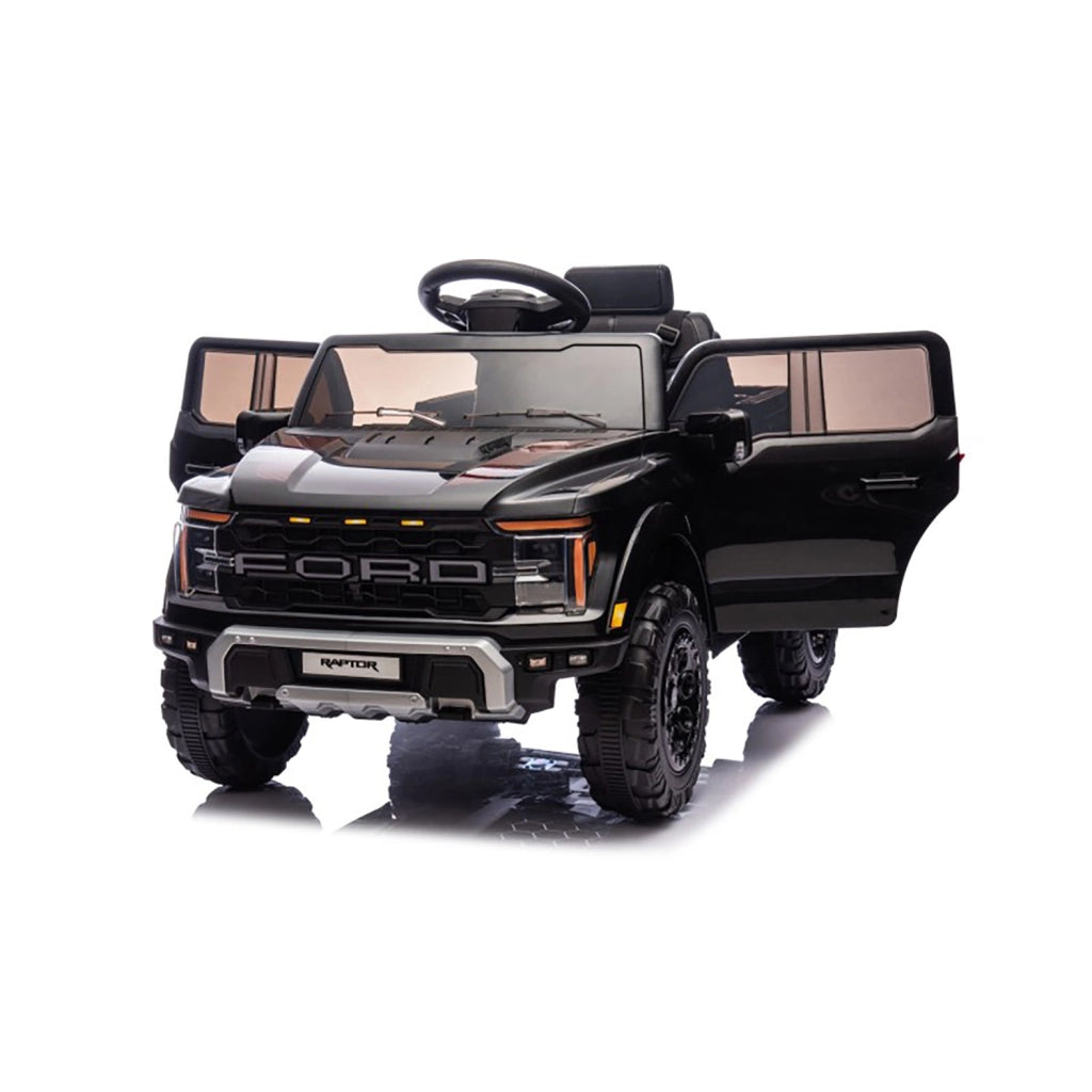 Macchina Elettrica per Bambini Ford Raptor 12V con Telecomando Bluetooth Luci LED e Tappetini Inclusi Nero
