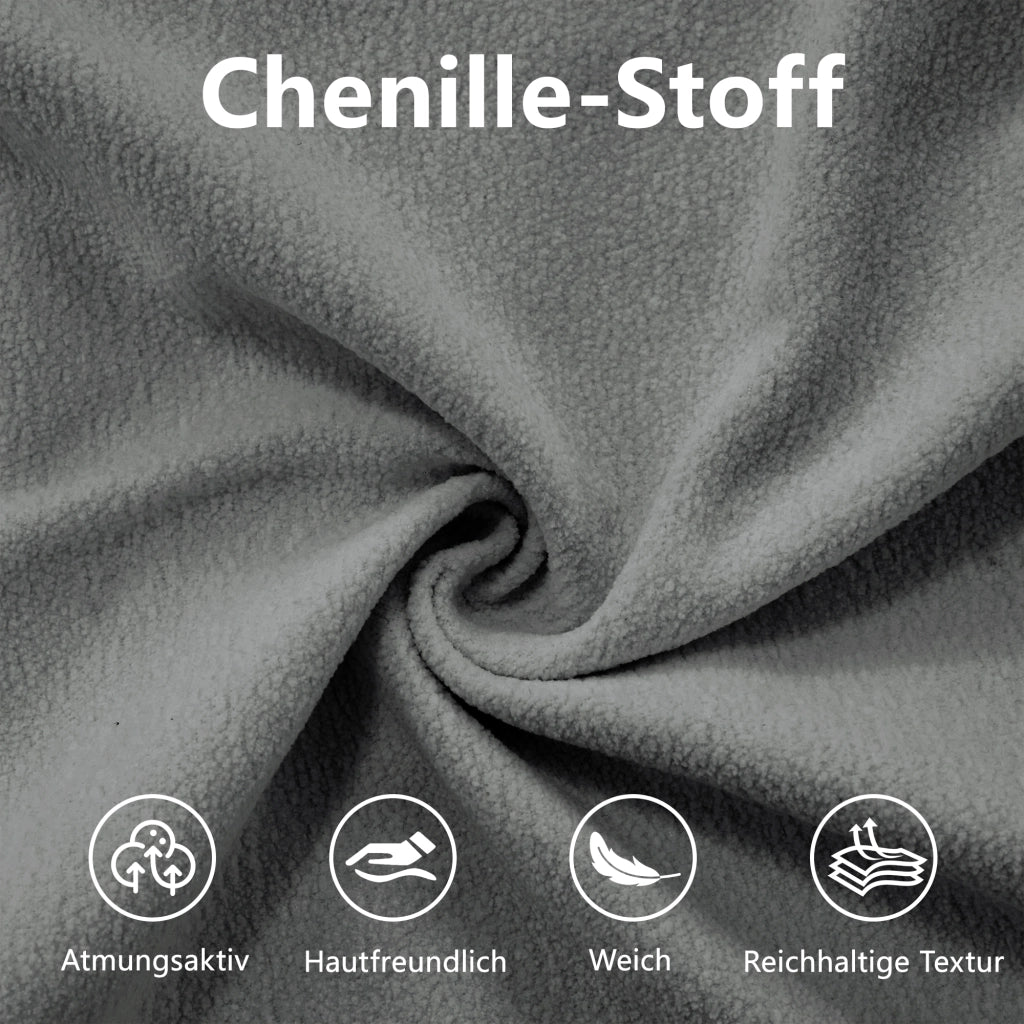 Divano angolare modulare in chenille con cuscini lombari e decorativi schienale ergonomico per soggiorno grigio