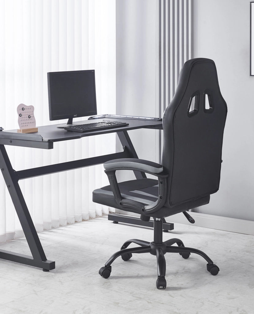 Sedia Gaming Adulto Professionale SimilPelle Reclinabile Con Braccioli Poltrona Ufficio Regolabile in Altezza Pistone Gas Gamer Portata 150 Kg Grigio