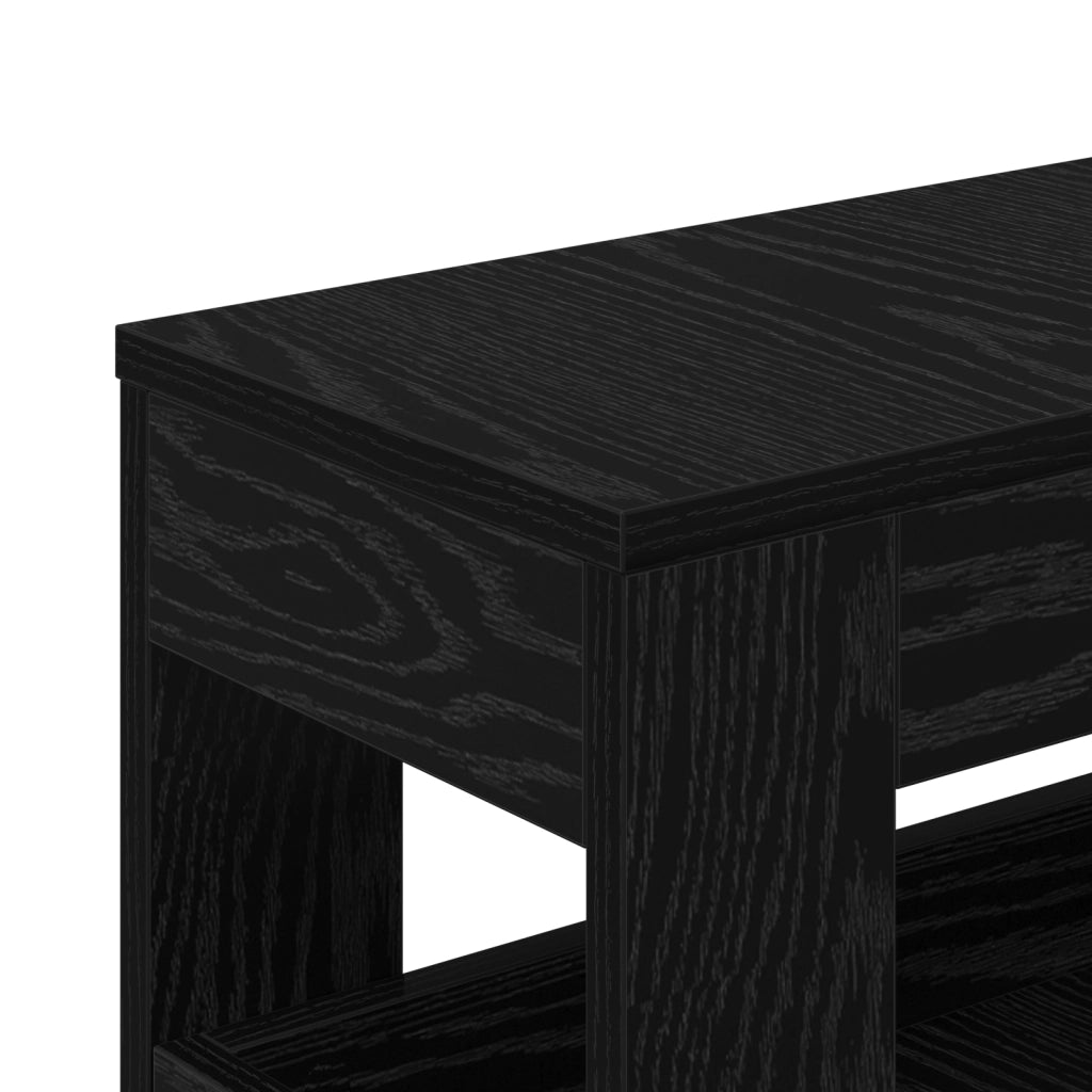 Armadio da bagno stretto con ruote Rovere nero Legno ingegnerizzato