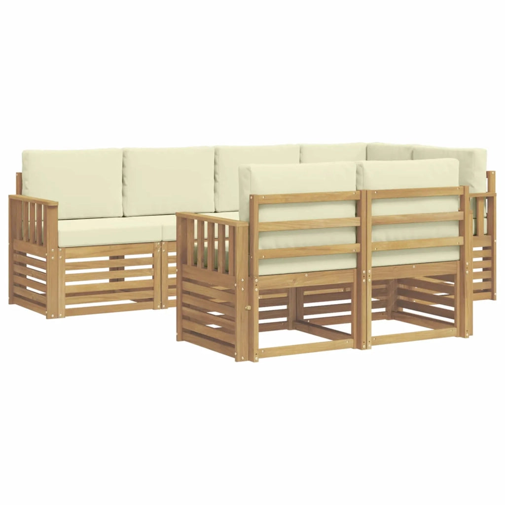 Set di divani da esterno 7 pcs Bianco e Crema