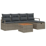 Set Divano da Giardino con cuscino 6 pcs Grigio Poly Rattan