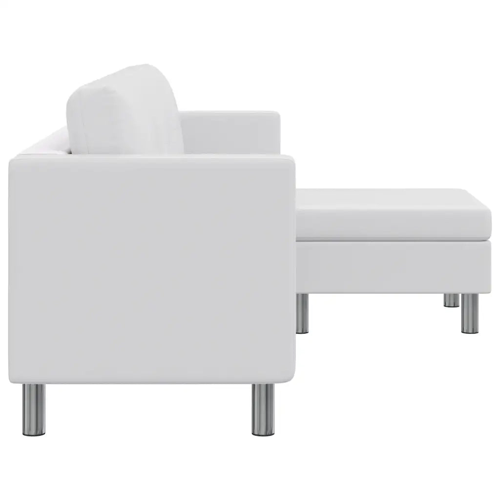 Divano Componibile a 3 Posti in Pelle Artificiale Bianca  cod mxl 13831