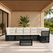Set Divano da Giardino 7 pcs Nero polyrattan 3434224