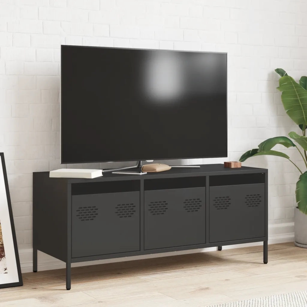 vidaXL Mobile TV Nero 101,5x39x43,5 cm in Acciaio Laminato a Freddo