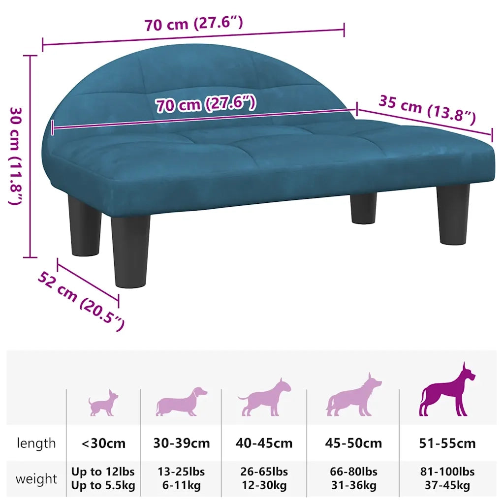 Lettino per Cani Blu 70x52x30 cm in Velluto CFW4032360