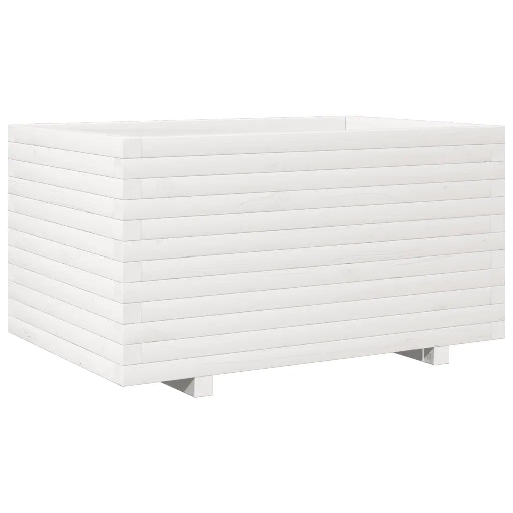 Fioriera da Giardino-Vaso da Esterno Bianca 90x60x49,5cm Legno Massello di Pino 861708