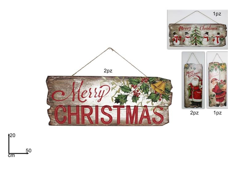 Decorazione Natale Casa Dietroporta in Legno Merry Christmas 50 x 20 cm 3 Decori