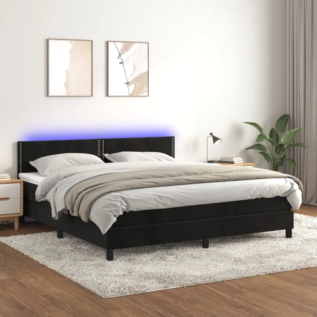 Letto a Molle con Materasso e LED Nero 180x200 cm in Vellutocod mxl 98900