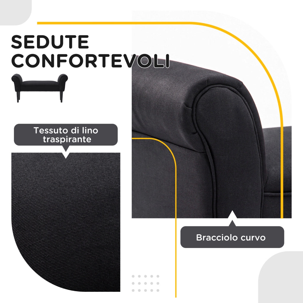 Panca Letto Imbottita con Braccioli ¨C Zephmum ¨C Nero 102x35x51 cm