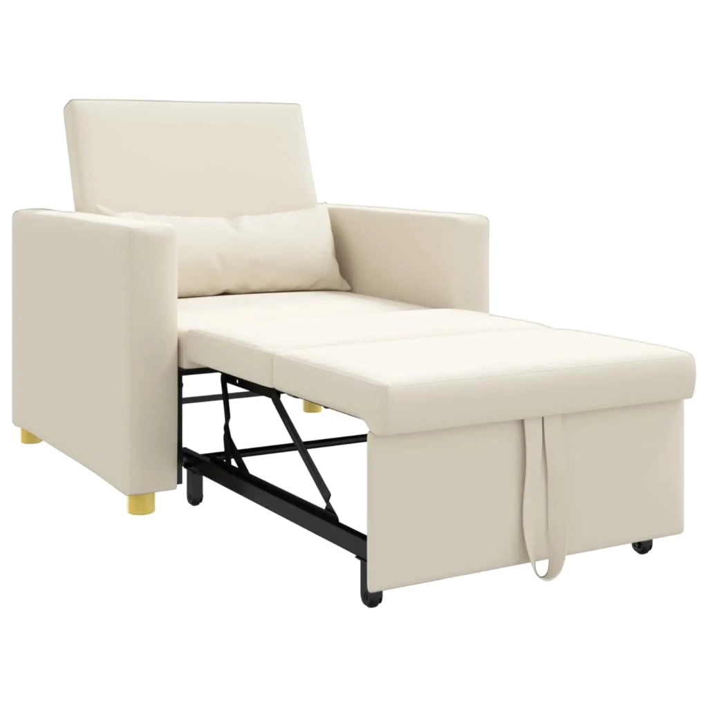 Divano letto | Sof¨¤ letto | Letto singolo estraibile singolo Bianco crema 90 x 165 x 87 cm