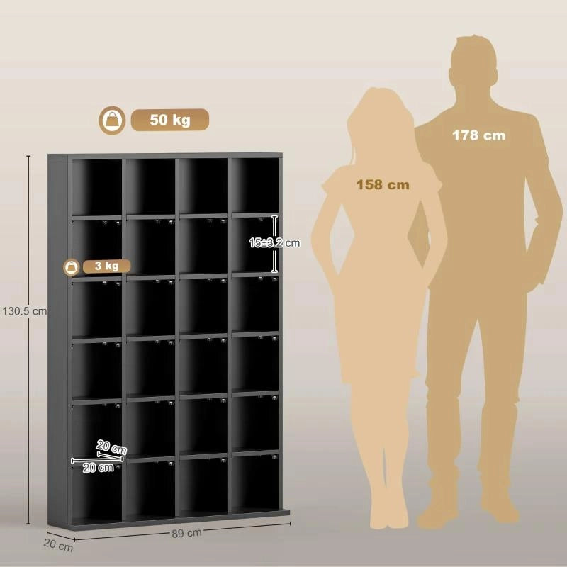 MOBILE PORTA CD CON RIPIANI REGOLABILI PER 456 CD O 336 DVD, 24 SCOMPARTI, 89X20X130.5 CM, NERO