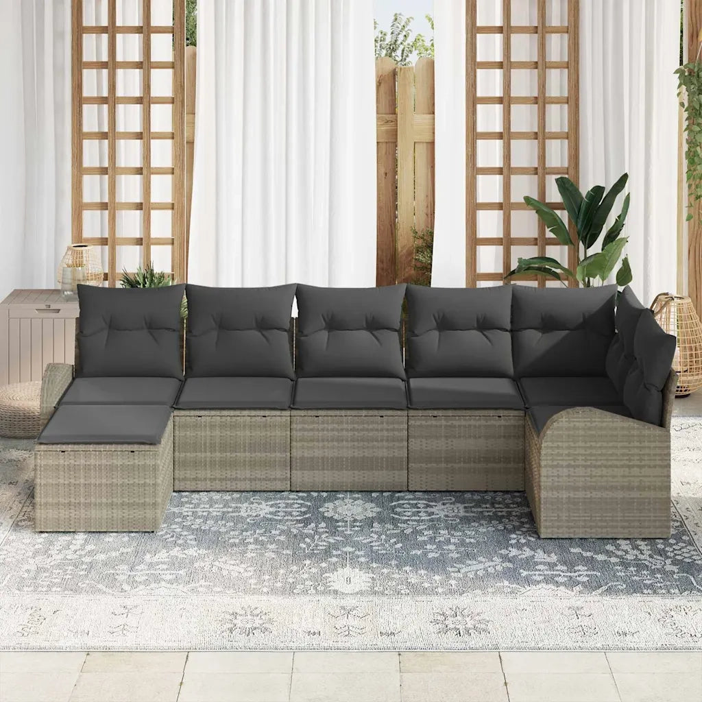 Set di divani con cuscino 7 pcs Grigio chiaro polyrattan 3354801
