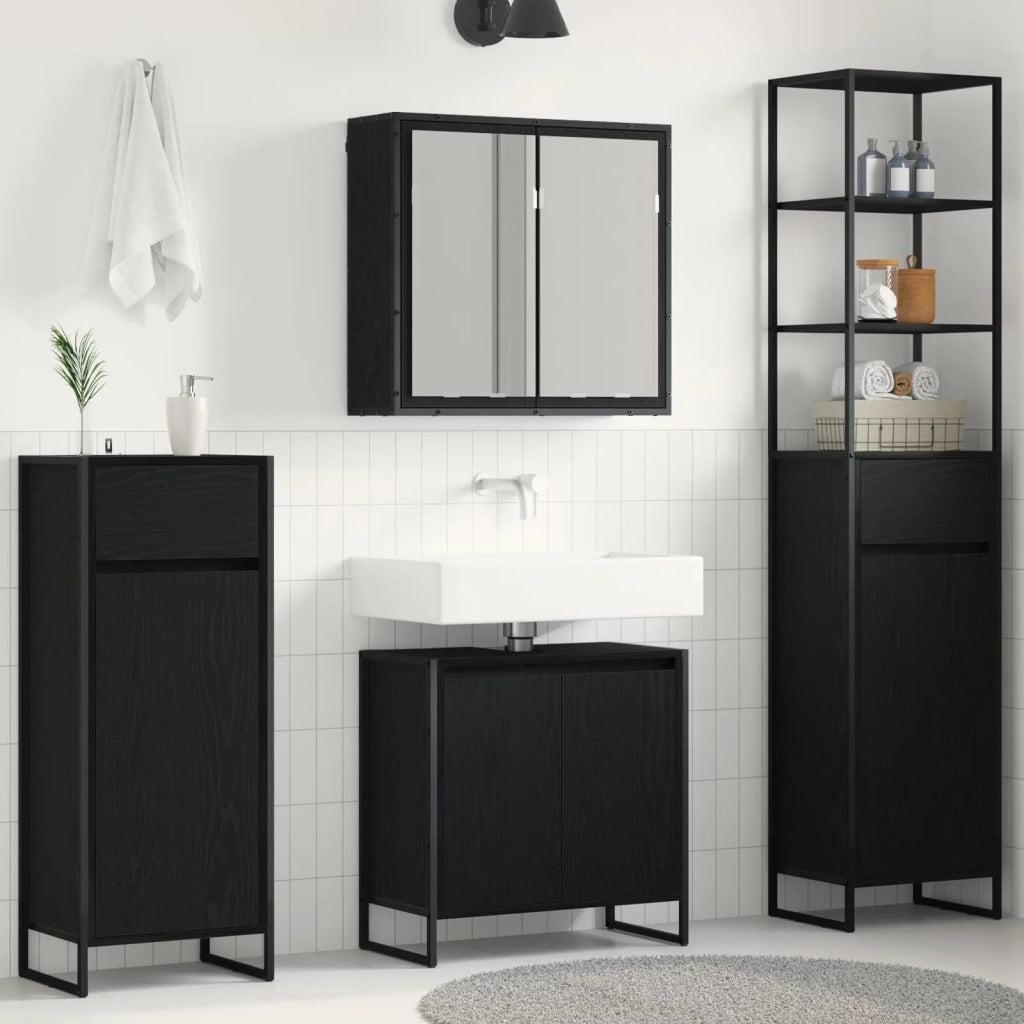 Set di mobili per il bagno Rovere Nero Legno multistrato