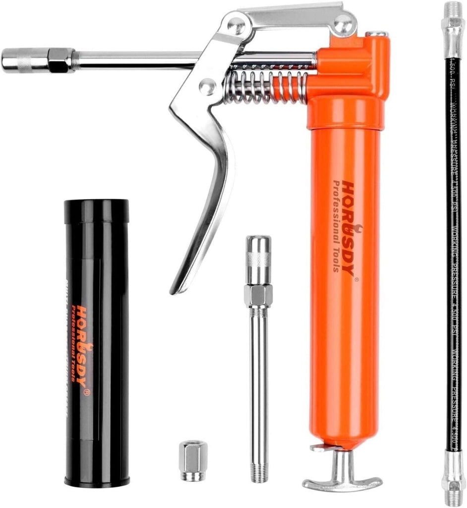 INGRASSATORE MANUALE SIRINGA GRASSO PISTOLA GRASSO CON 4 ACCESSORI 97353