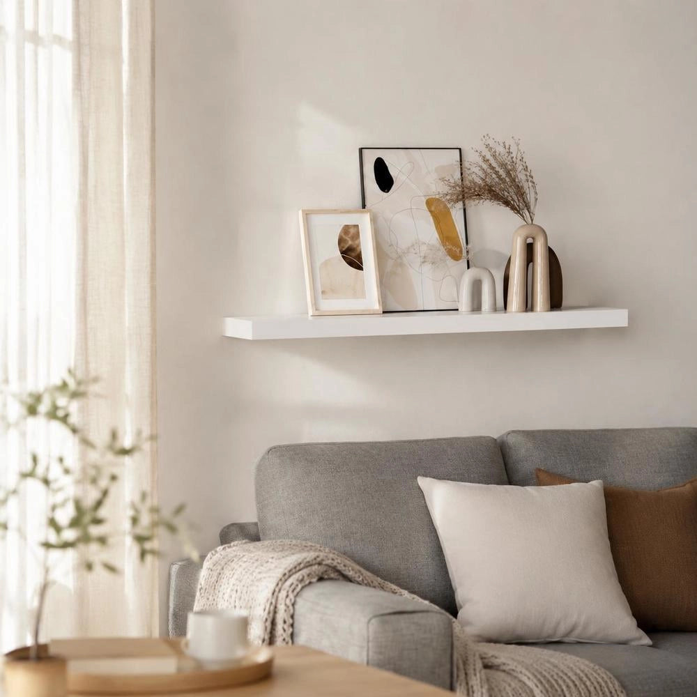 Floating Shelf, White, 120x23.5x3.8 Cm, MDF