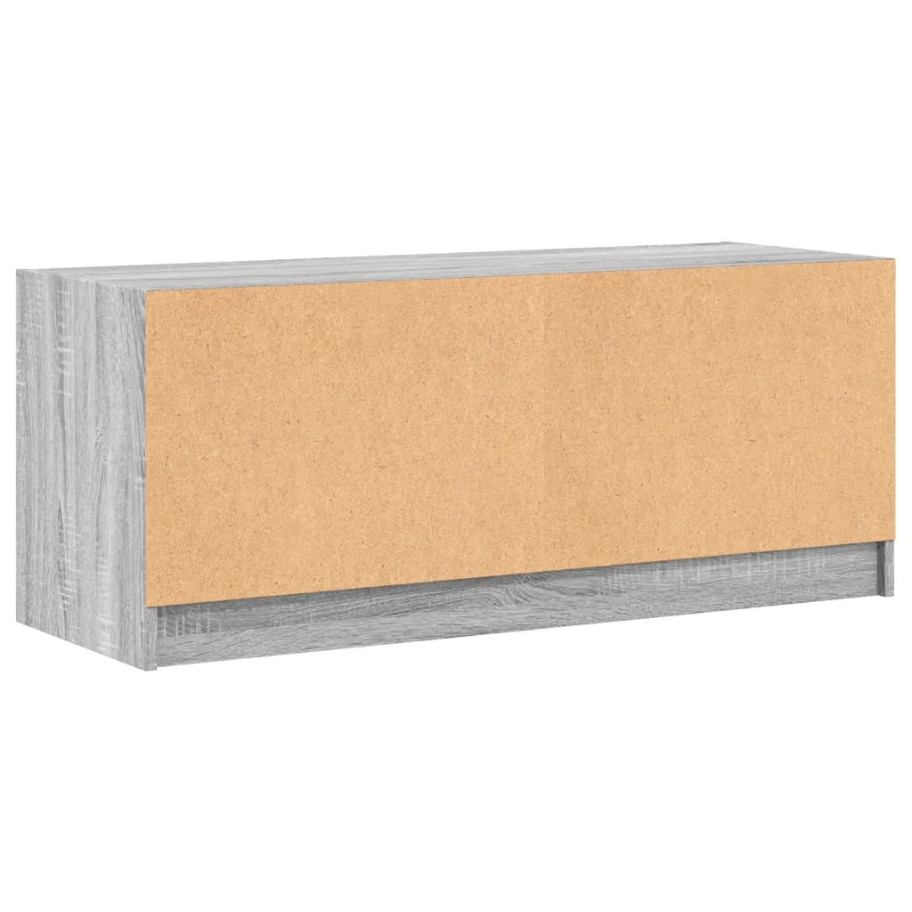 Mobile Porta TV con Ante in Vetro Grigio Sonoma 102x37x42 cm 836411
