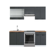 Cucina componibile Fame-Line Antracite rustico/Bianco 200 cm, PL Rovere Vicco