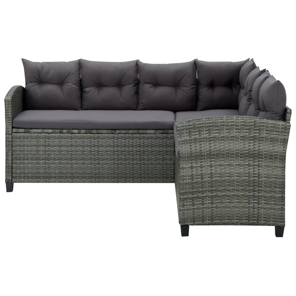 Set Divani da Giardino 6 pz con Cuscini in Polyrattan Grigio 315231