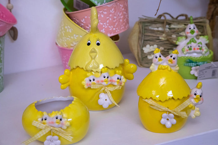 Set 2 Uova in Ceramica con Coperchio Larghezza 11 cm