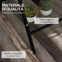 Set 2 Sedie Pieghevoli con Schienale Reclinabile e Poggiatesta, in Alluminio e Poliestere, 54x67x108 cm, Nero