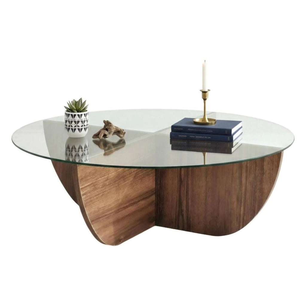 Jolanda, Tavolino da Salotto Portariviste, 90x90x30h cm Marrone Noce