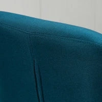 Set di 2 Sgabelli da Bar con Poggiapiedi e Braccioli, Design Scandinavo, in Legno Massiccio e Lino, Blu