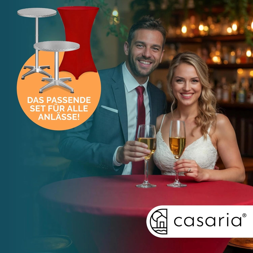 ® Tavolo Alto da Bar 2in1 con Copritavolo Regolabile 70 cm / 115 cm in Alluminio Rotondo Ø60cm Resistente per Giardino Bistro Tavoli da Birreria Feste Ricevimento