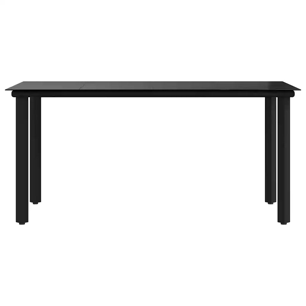 Tavolo Pranzo Giardino Nero 160x80x74 Acciaio e Vetro Temperato 319283
