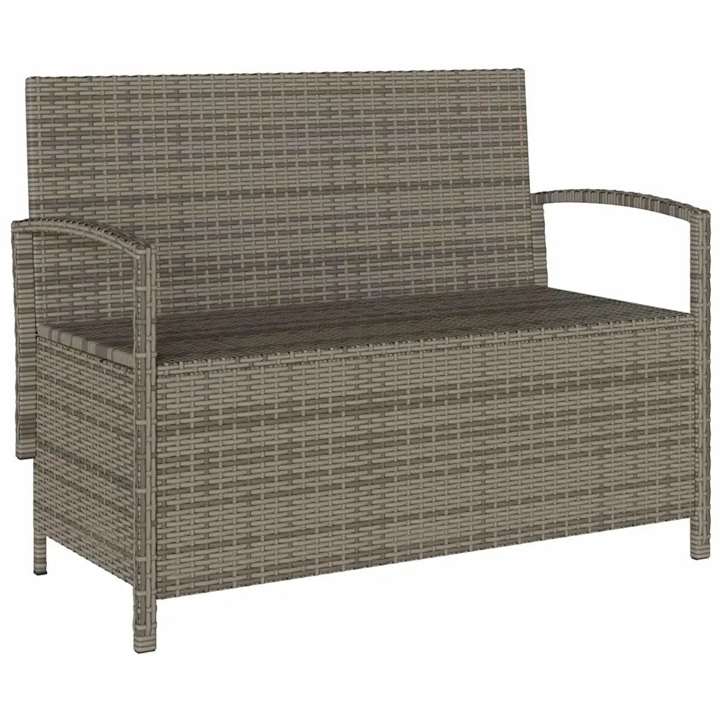 Panca Portaoggetti da Giardino con Cuscino Grigio in Polyrattan 4104213