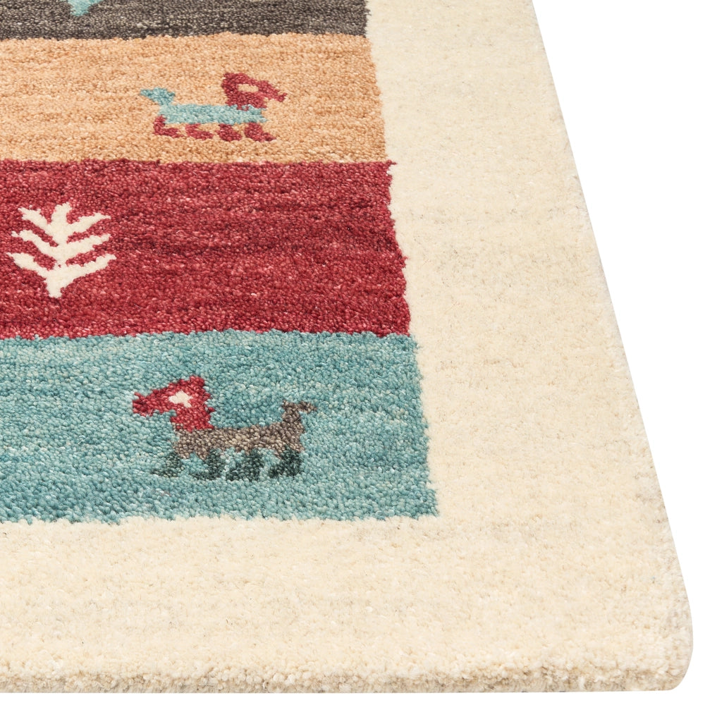 Tappeto Gabbeh di lana multicolore 160 x 230 cm con motivo etnico soggiorno camera da letto