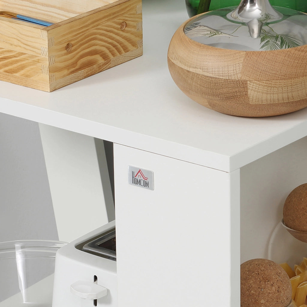 EasyComfort Carrello da Cucina Portavivande in Legno con 2 Ripiani e Ruote, 60x38x77cm, Bianco
