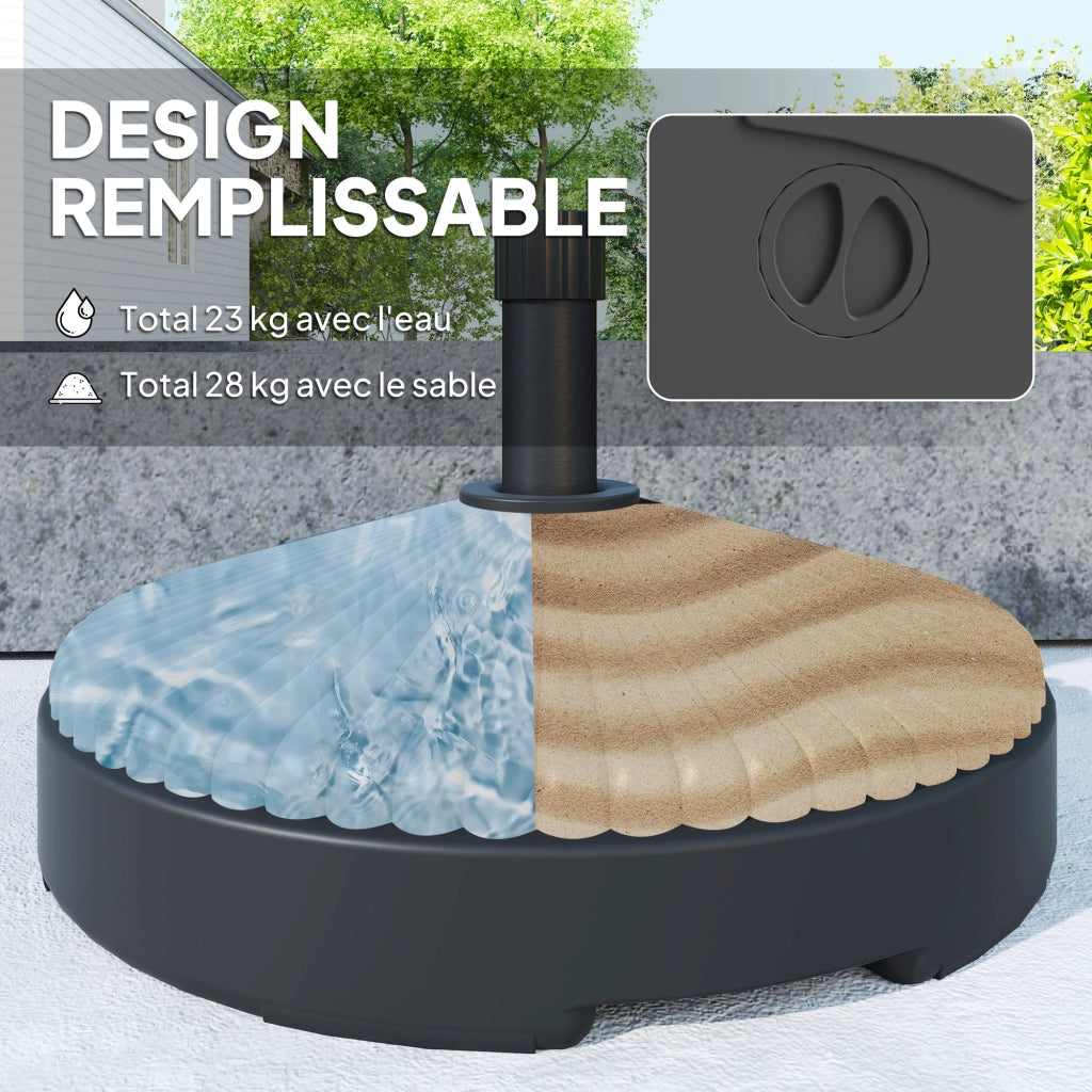 Supporto parasole in HDPE con riempimento acqua sabbia ¨C Zephmum ¨C Nero ?55x30cm
