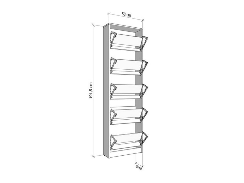 Mobile Portascarpe Capriolo, Scarpiera un Ripiano, 58x18x191.5h cm Marrone Rovere Scuro
