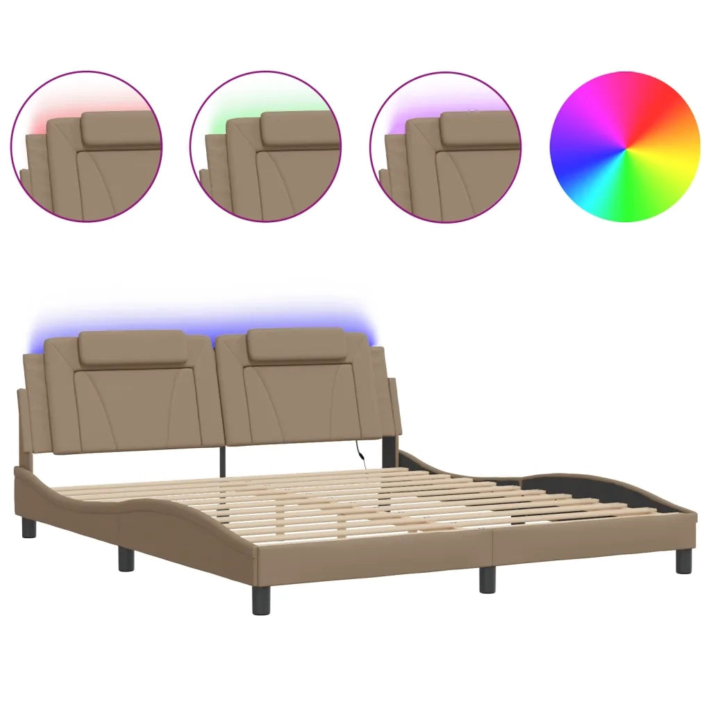 Giroletto Viana con LED senza Materasso Cappuccino 180x200 cm