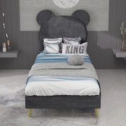 Letto imbottito con testiera ¨C Minimal ¨C grigio tessuto 90x200 cm