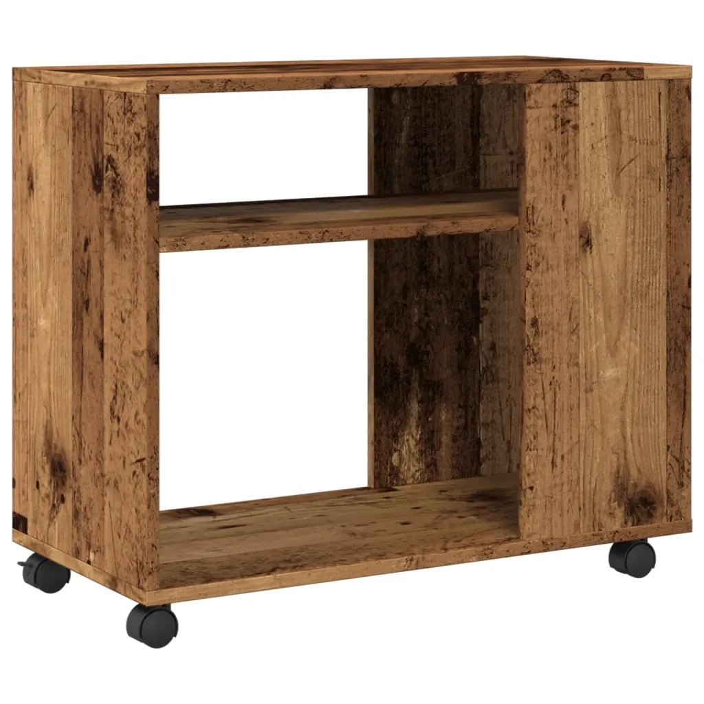 Tavolino con Ruote Legno Antico 70x35x60cm in Truciolato 853153
