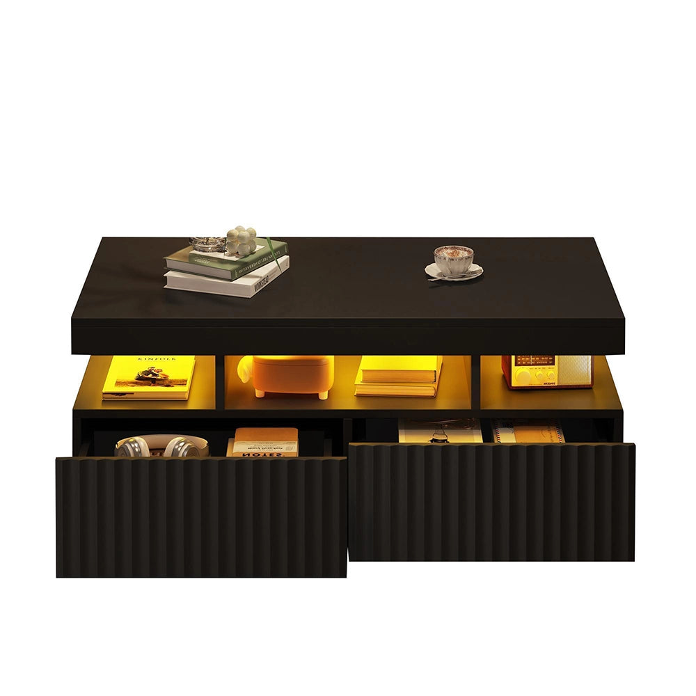 Tavolino LED - Xylo - 100x50cm strisce verticali nero