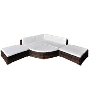 Set Divani da Giardino 6 pz con Cuscini in Polyrattan Marrone 41272