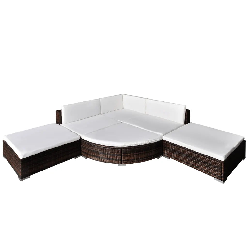Set Divani da Giardino 6 pz con Cuscini in Polyrattan Marrone 41272