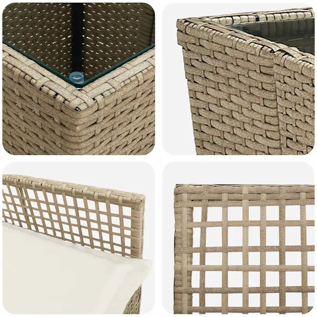 Set Bistro da Giardino 3 pz | Set Salotto da Giardino Beige polyrattan