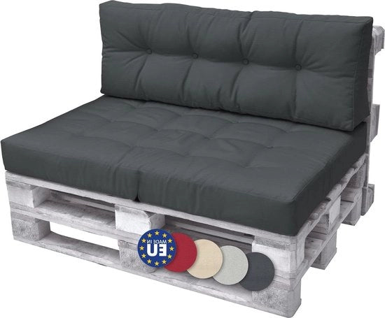 Cuscino per Pallet di Qualità Eco Elements 120x40x15 cm - Cuscino Grafite Grigio - Cuscino per Matrassa
